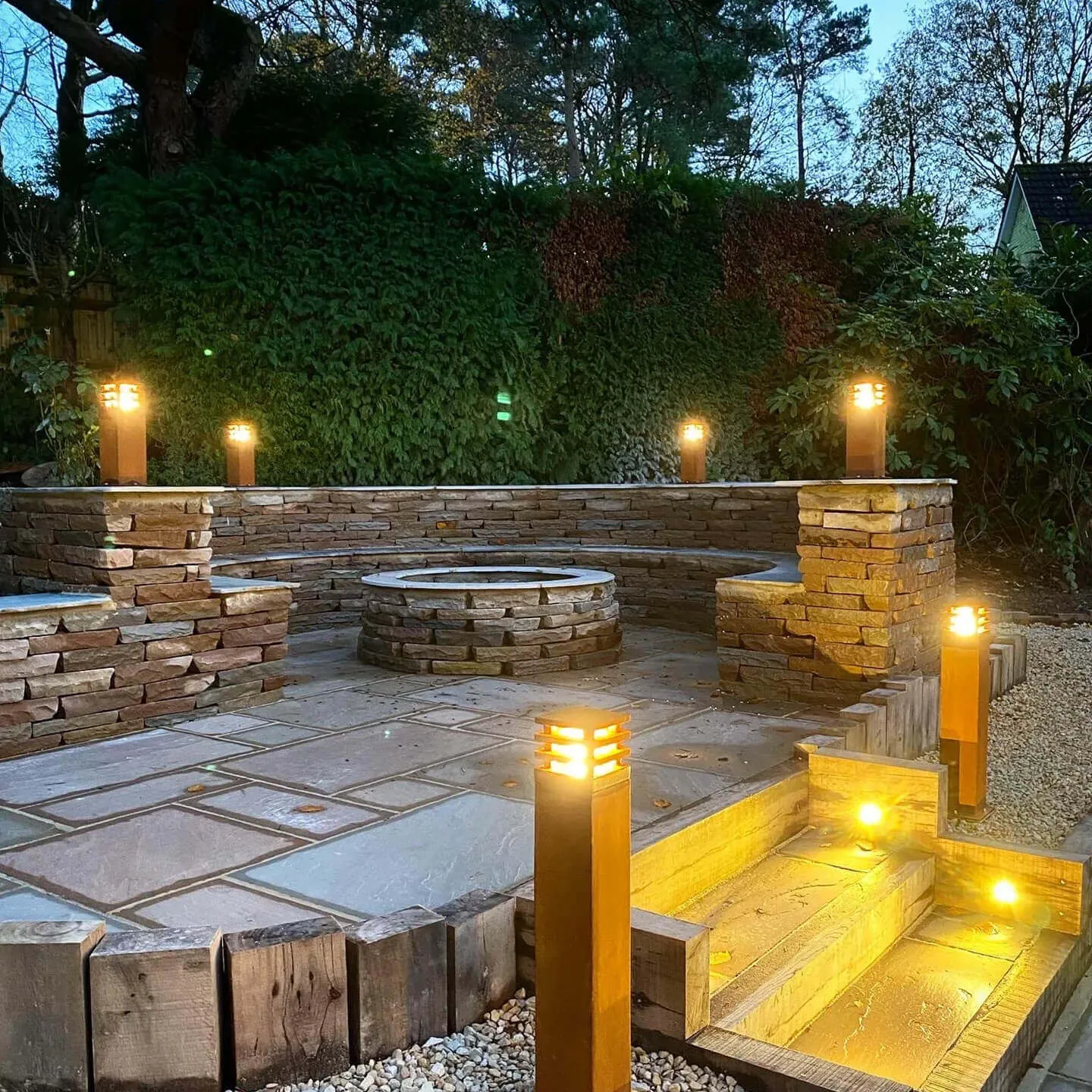 different angle of garden lights